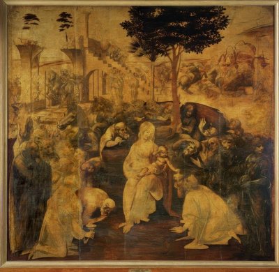 La adoración de los Reyes de Leonardo da Vinci